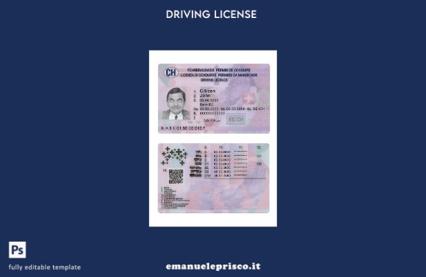 verified style stile verificato modello presente patente di guida svizzera template